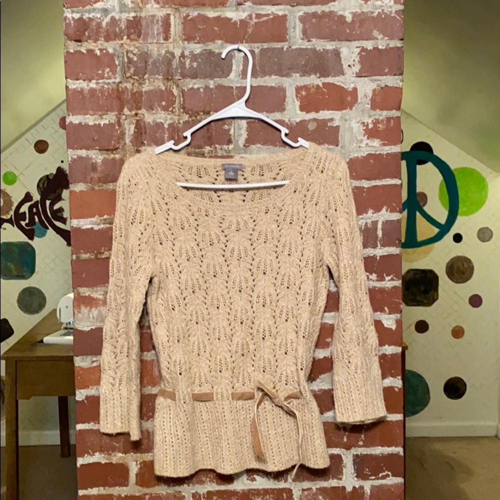 Ann taylor sweater lace and fans size small beige